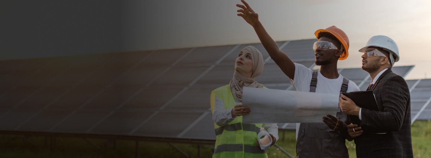 workers working in solar panel field