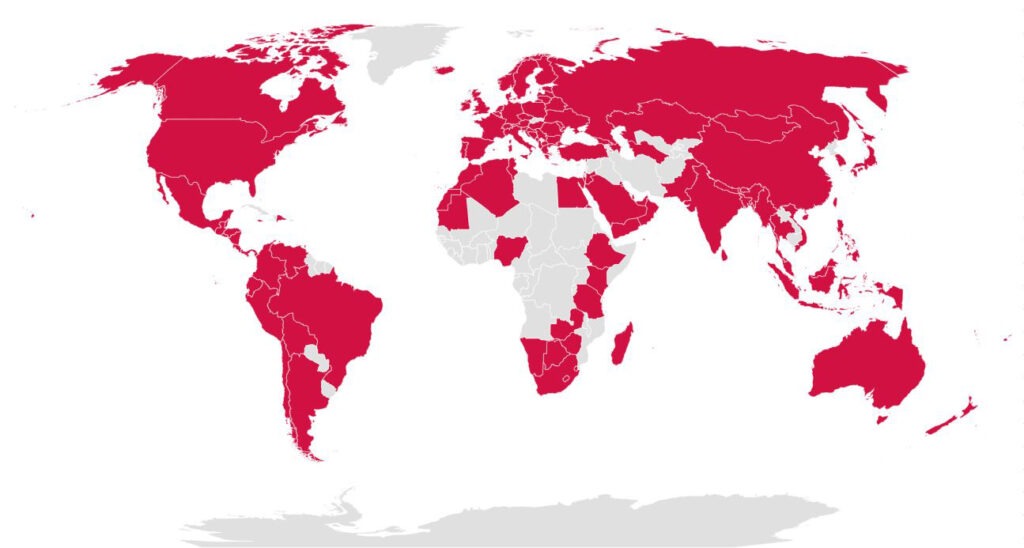 Image of a map showing Mastercam's global reach`