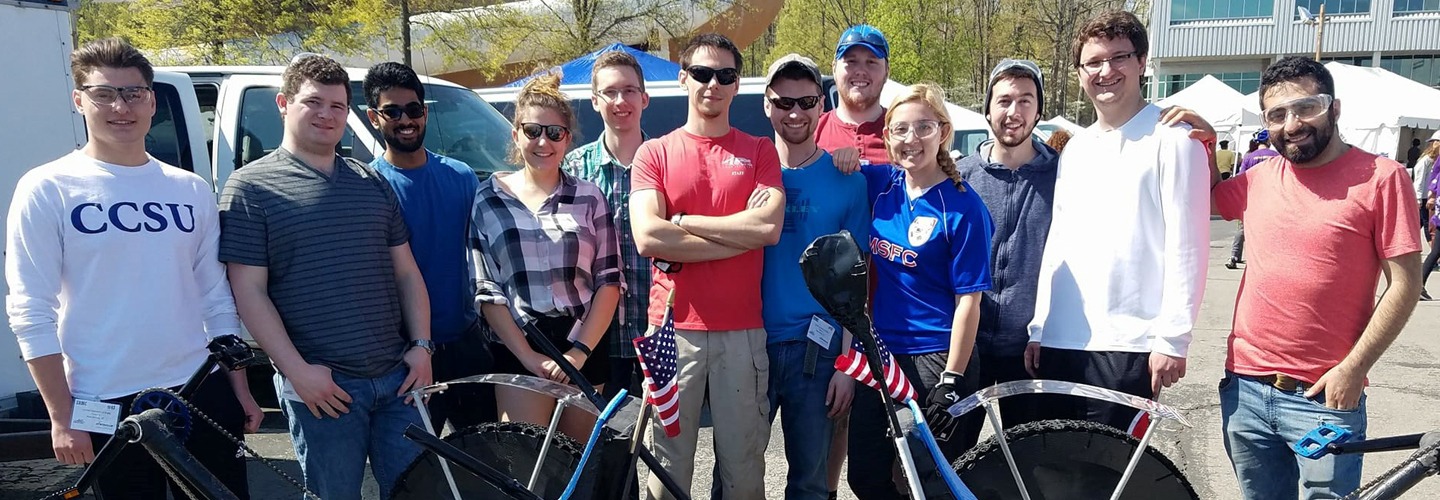 a group of CCSU students outside