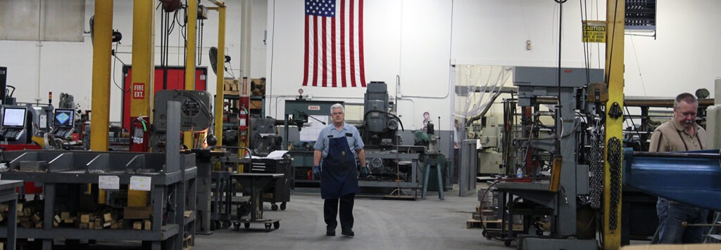 Man inside a industrial warehouse