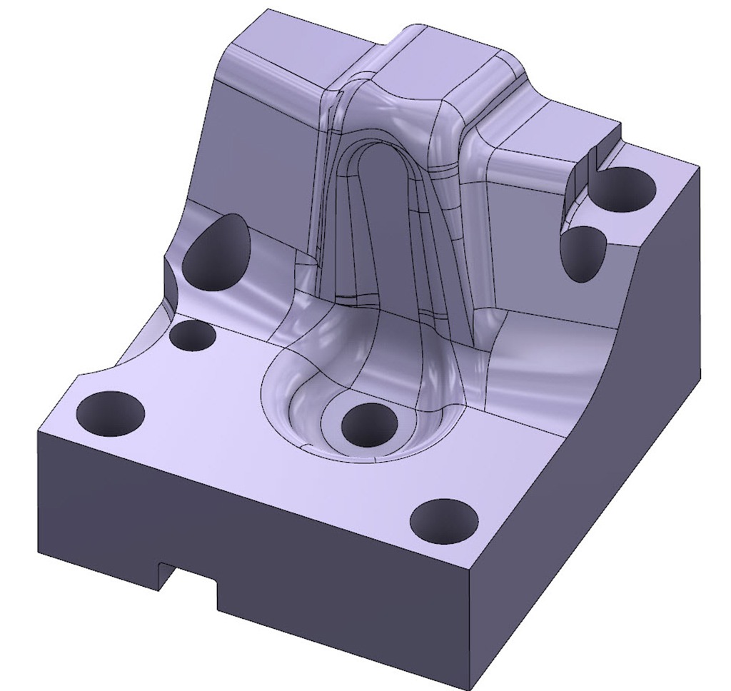 A 3D model view of a CAD drawing