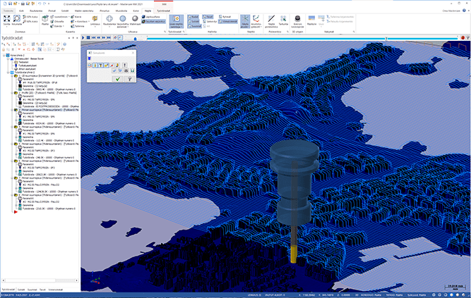 3D view of wood carving in mastercam desktop software