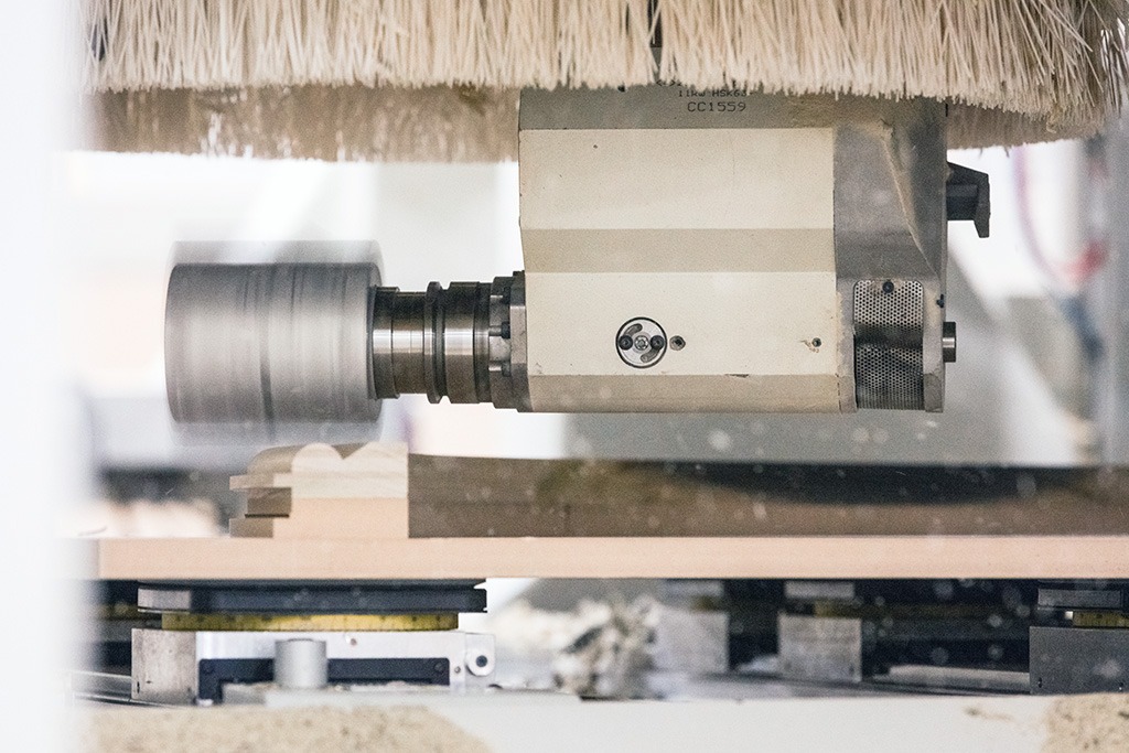 Custom-made cutter machining a molder profile