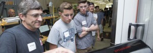 Students in a machine shop