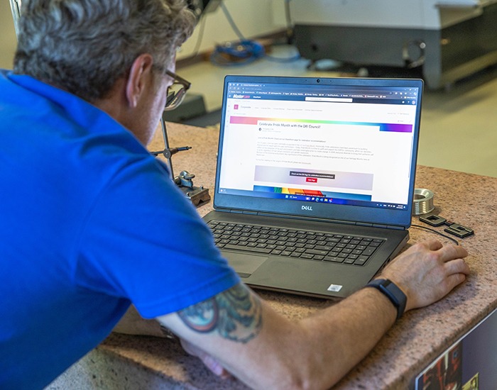 Person looking at laptop screen