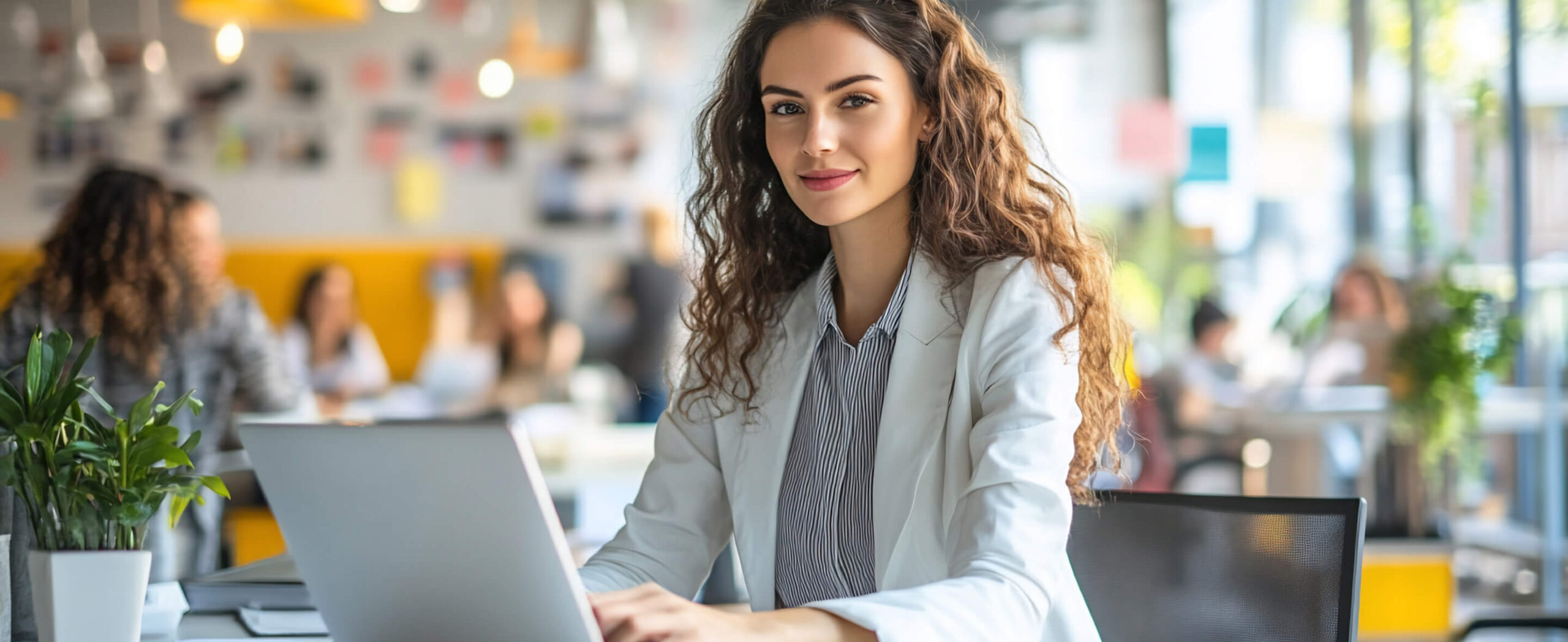 Woman in front of a laptop computer