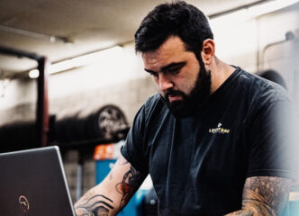 Man working on a laptop